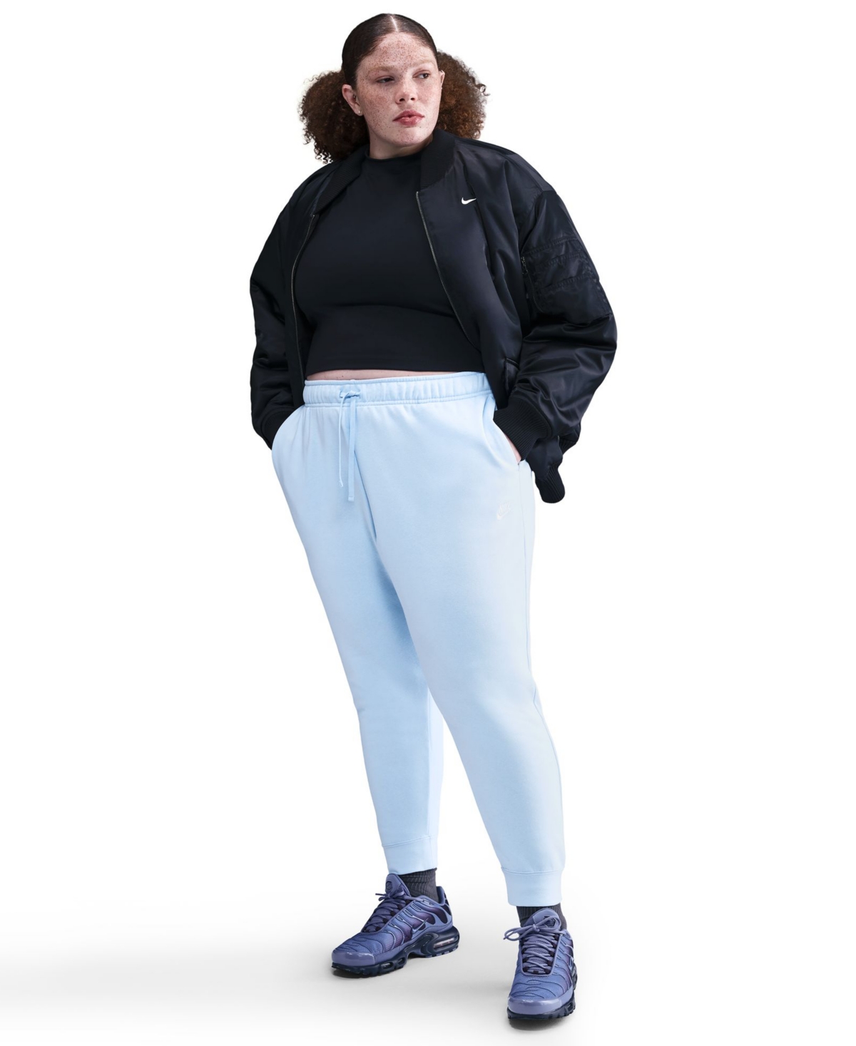 Nike Plus Size Active Sportswear Club Mid-rise Fleece Jogger Pants In Blue