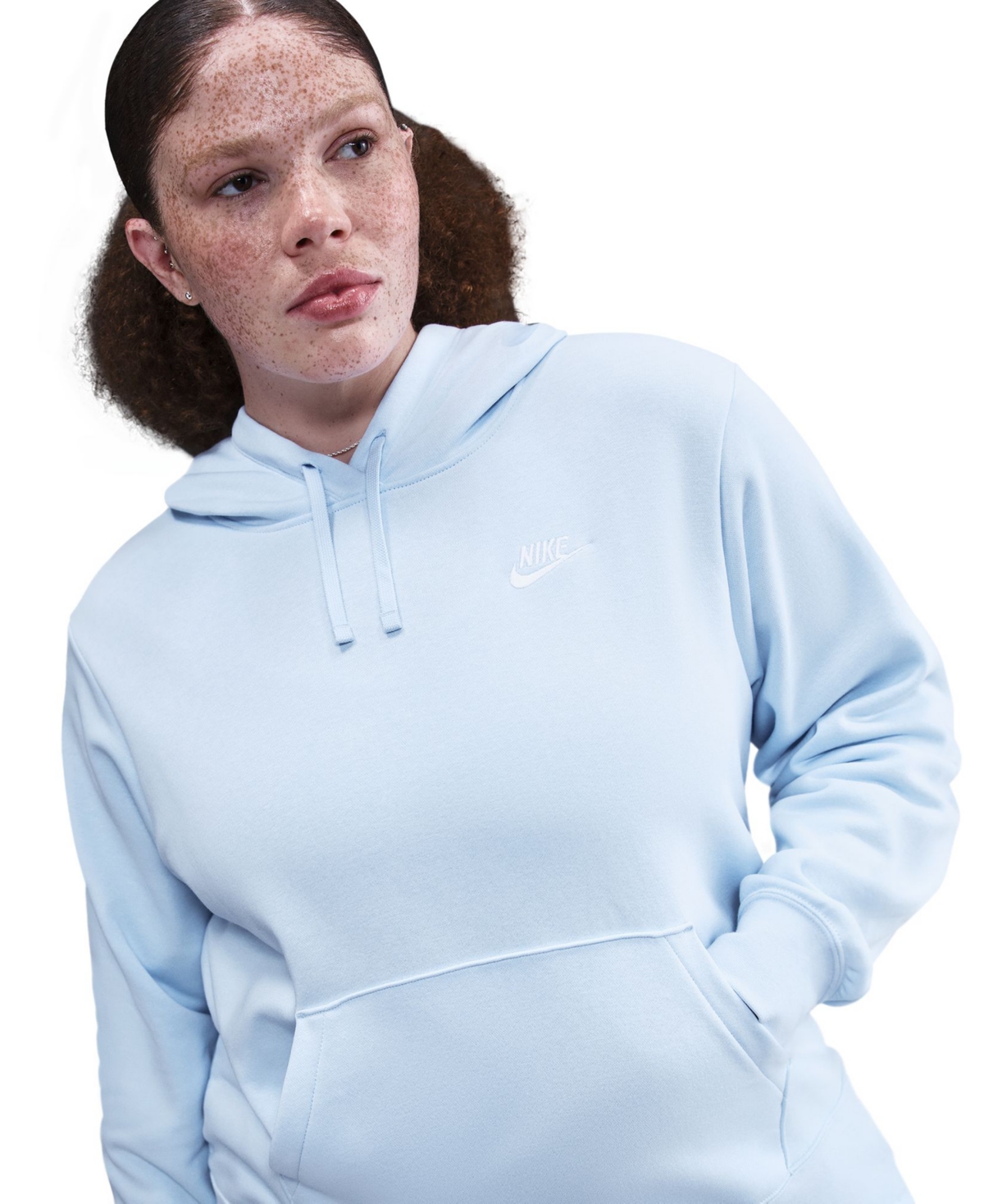 Nike Plus Size Active Sportswear Club Hooded Fleece Sweatshirt In Blue