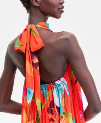 Women's Floral-Print Pleated Halter Maxi Dress, Macy's Exclusive