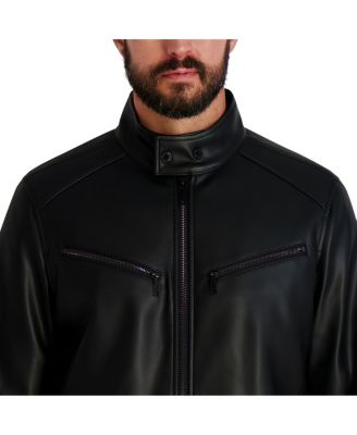 Men's Circle Stitch Faux Leather Jacket