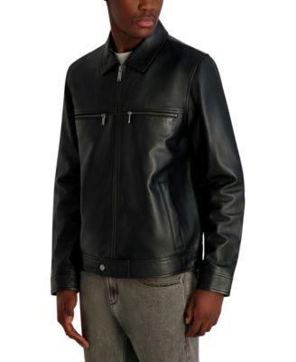 Men's Collared Leather Jacket