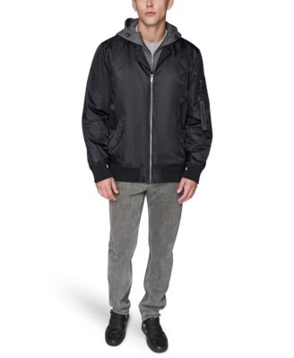 Men's Embroidered Signature Hooded Bomber Jacket