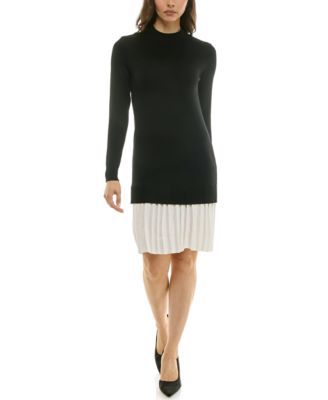 Taylor - Women's Drop Waist Long-Sleeve Sweater Knit Dress