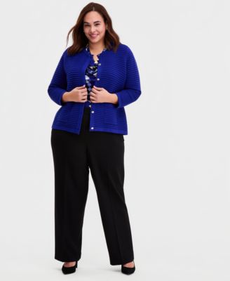 Plus Size Pull-On Straight-Leg Trousers