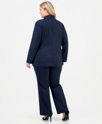 Plus Size Faux Double Breasted Blazer	& Pull-On Bootcut Pants