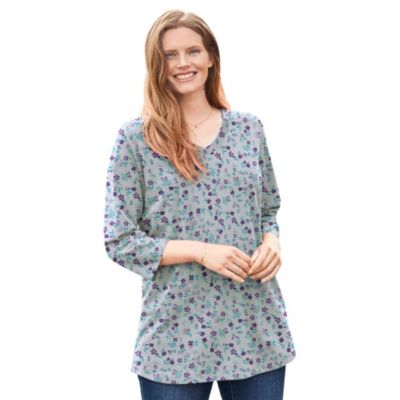Women's Within Perfect Printed Three-Quarter Sleeve V-Neck Tee
