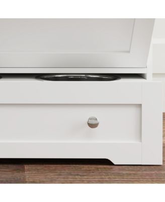 Dog Feeding Station w/ 2 Storage Cabinet, Side Hooks, Anti-tip Kit