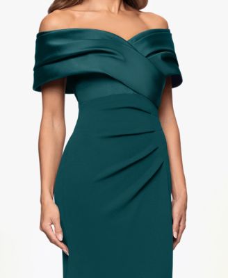 Petite Off-The-Shoulder Sweetheart-Neckline Gown