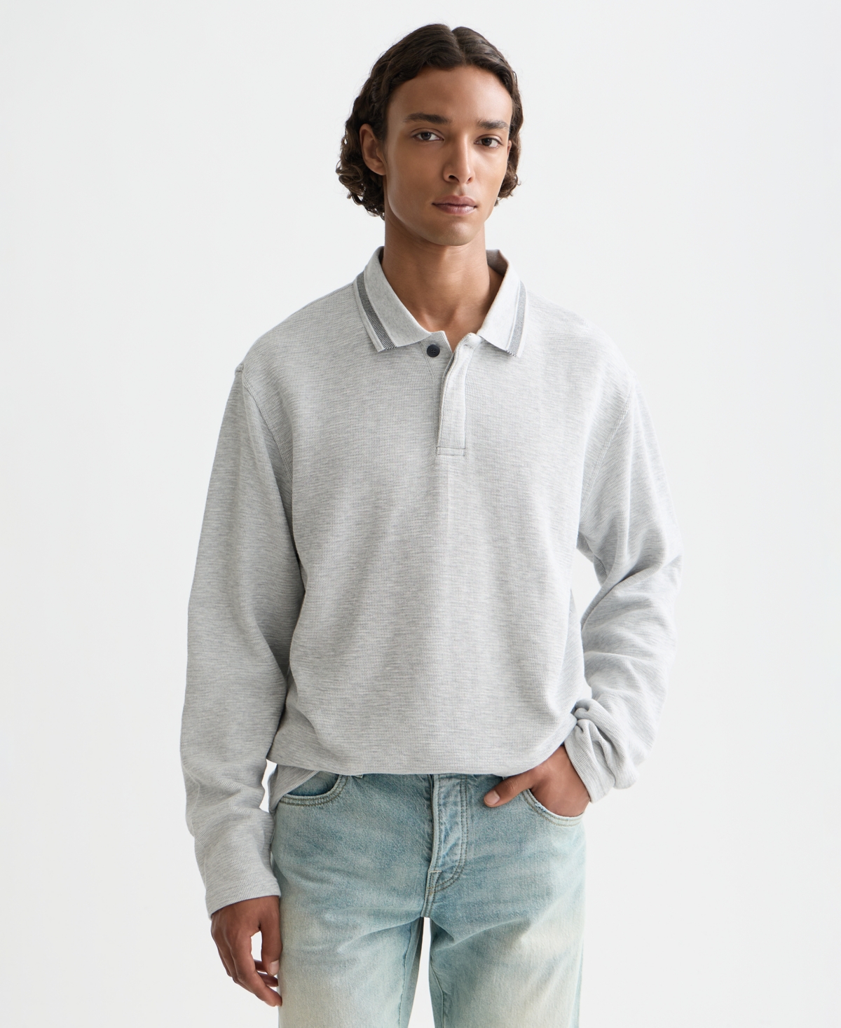 Scotch & Soda Men's Structured Long Sleeve Polo Shirt