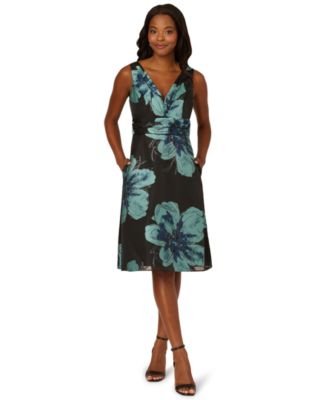 Adrianna Papell - Women's V-Neck Midi Dress