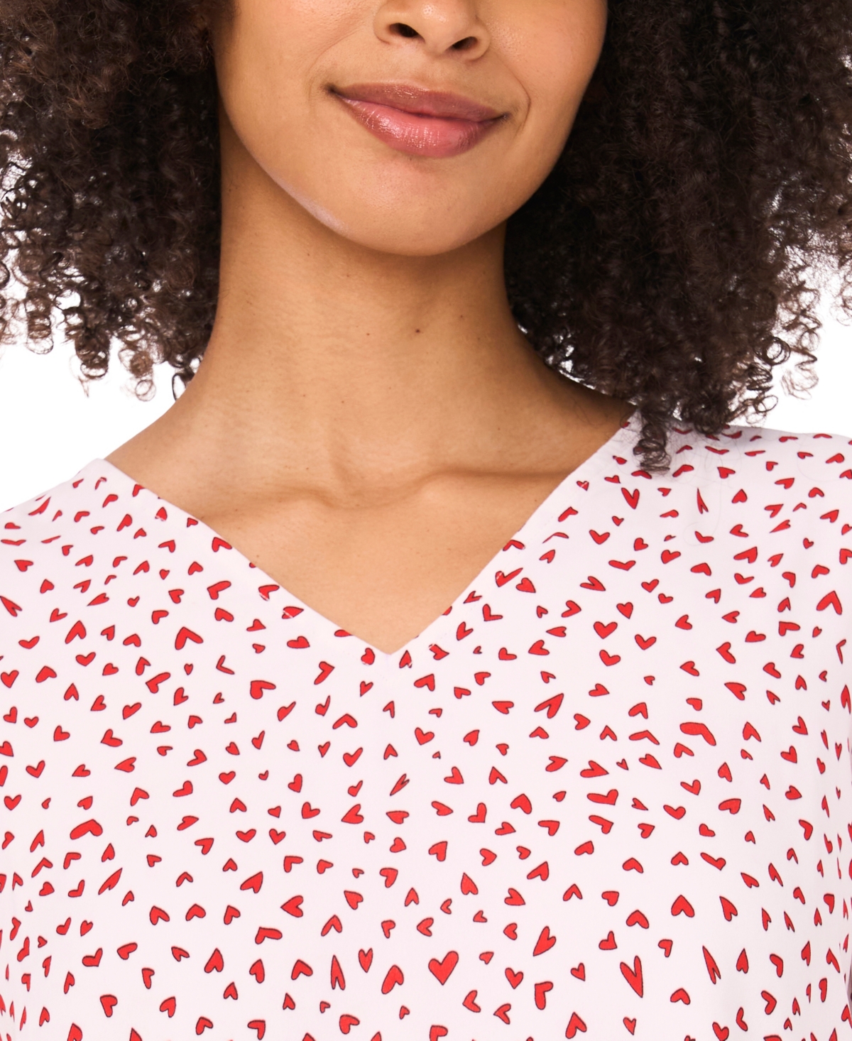 CeCe Women's V-neck Smocked Cuff Top