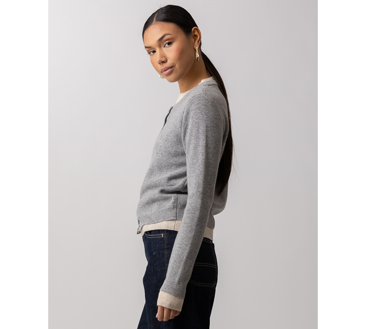 Line & Dot Women's Hutch Double Layer Long-sleeve Cardigan Sweater In Blue