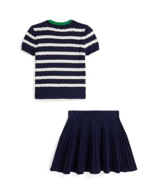 Girls' 2T-6X Striped Sweater and Skirt, 2-Piece Set