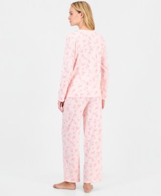 Women's Cotton Printed Button-Front Pajama Set, Exclusively at Macy's