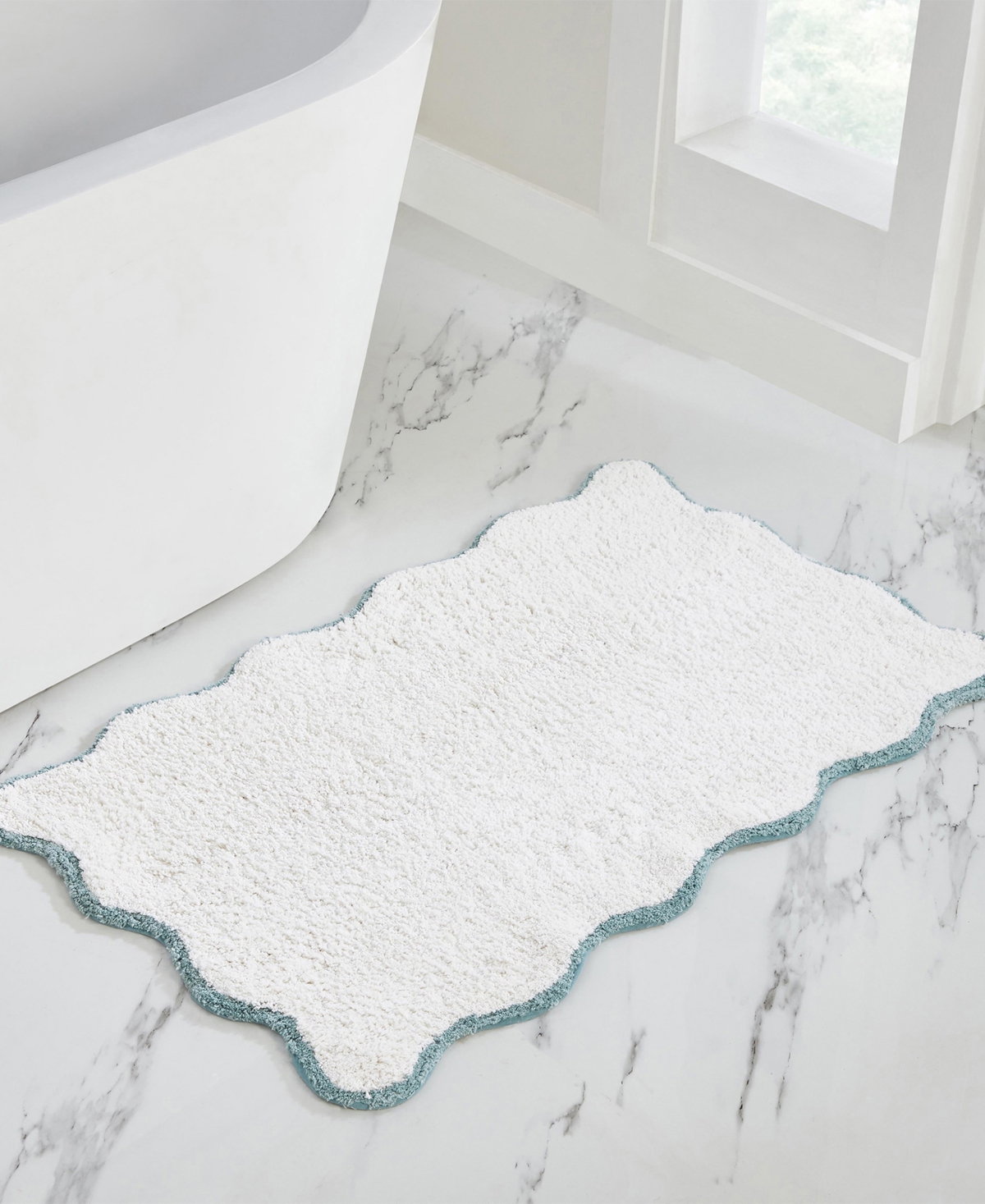 Vcny Home Scallop Cotton Bath Rug, 21" x 34"