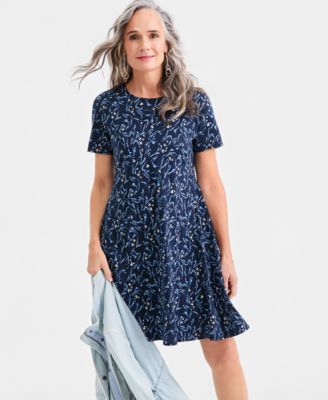 Women's Printed Short-Sleeve T-Shirt Dress, Macy's Exclusive