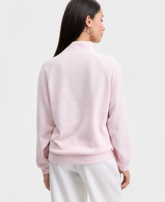 Juniors' Ribbed Knit Quarter-Zip Sweatshirt