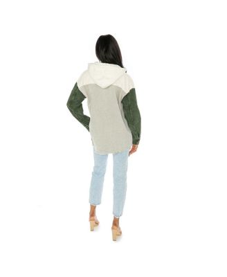 Women's Green Miami Hurricanes Vintage Wash Corduroy Full-Snap Hooded Jacket