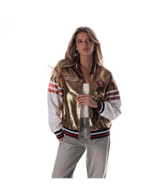 Women's Gold San Francisco 49ers Sequin Bomber Jacket