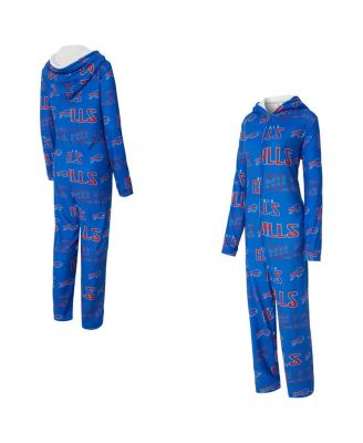 Concepts Sport - Women's Royal Buffalo Bills Roadway Allover Print Microfleece Full-Zip Union Suit