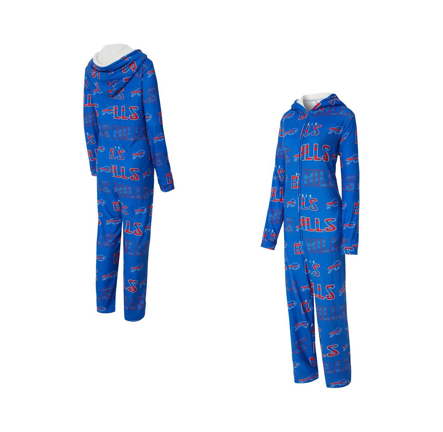 Women's Royal Buffalo Bills Roadway Allover Print Microfleece Full-Zip Union Suit