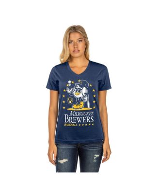 Women's Navy Milwaukee Brewers Little Miss 2 V-Neck T-Shirt