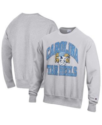 Champion - Men's Gray North Carolina Tar Heels Distressed Arch Over Logo Reverse Weave Crew Neck Sweatshirt