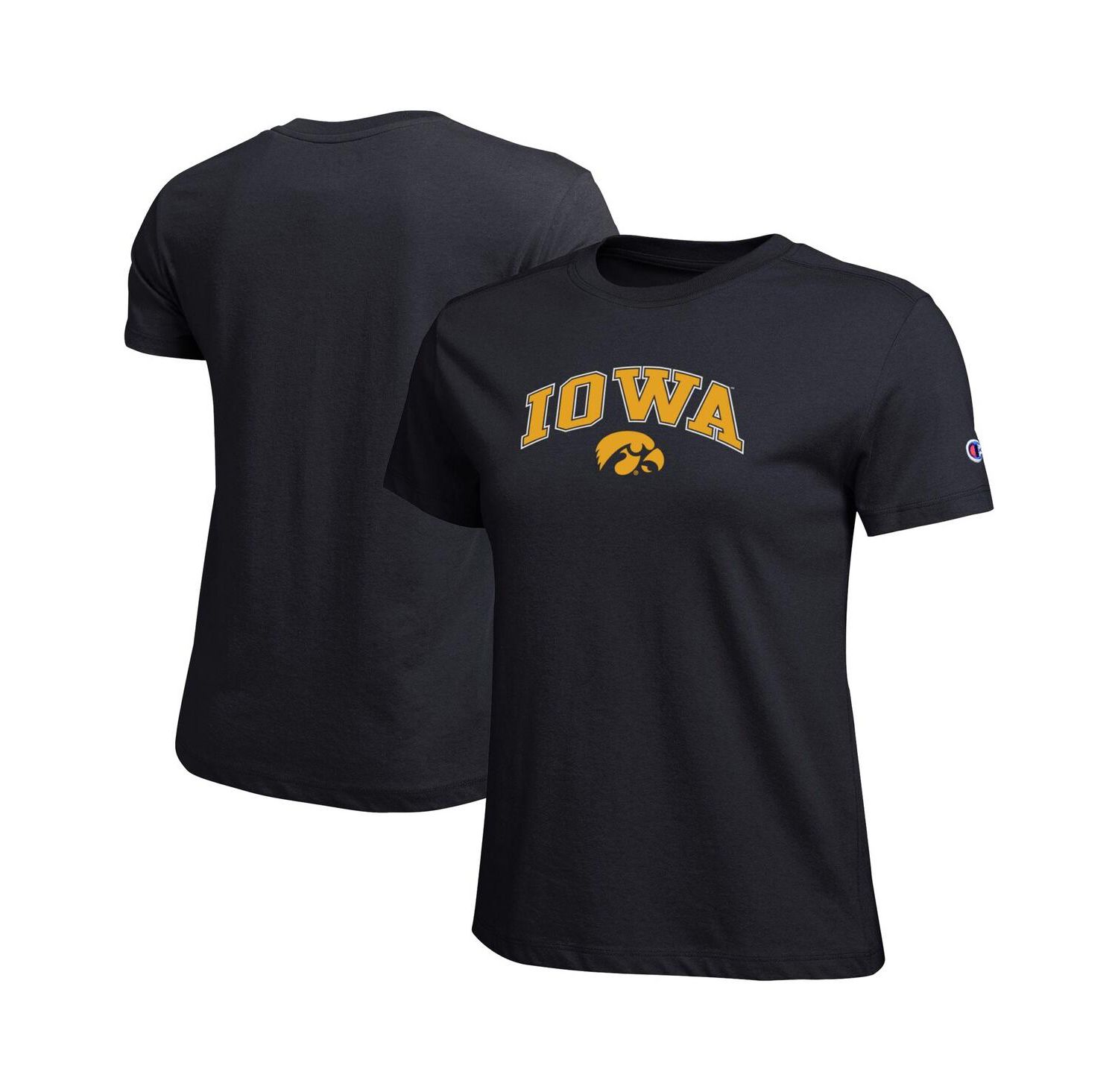Women's Black Iowa Hawkeyes Arched Over Logo T-Shirt
