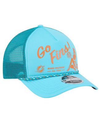 Men's Aqua Miami Dolphins Gas Station 9FORTY A-Frame M-Crown Adjustable Trucker Hat