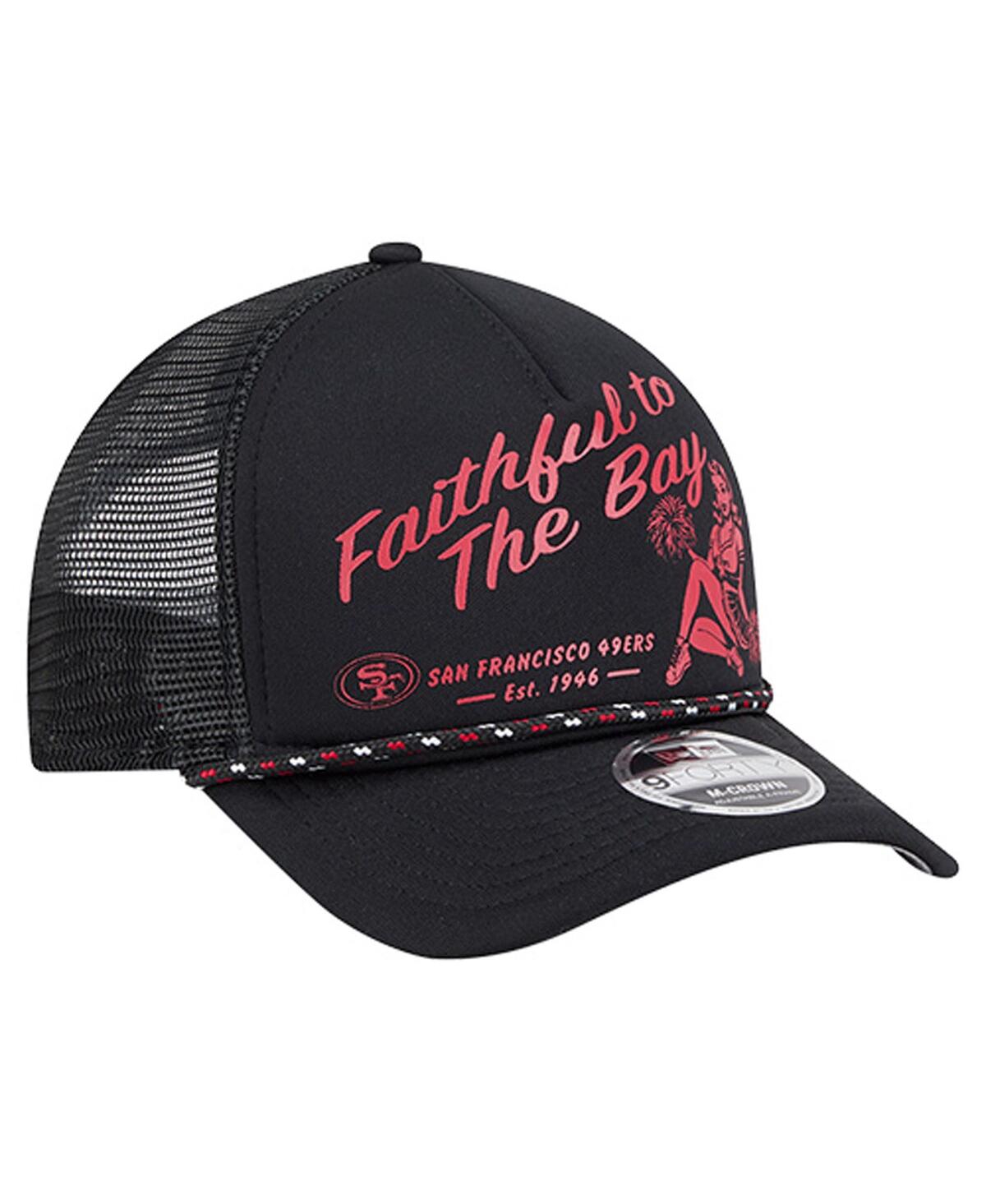 New Era Men's Black San Francisco 49ers Gas Station 9forty A-frame M-crown Adjustable Trucker Hat In Black