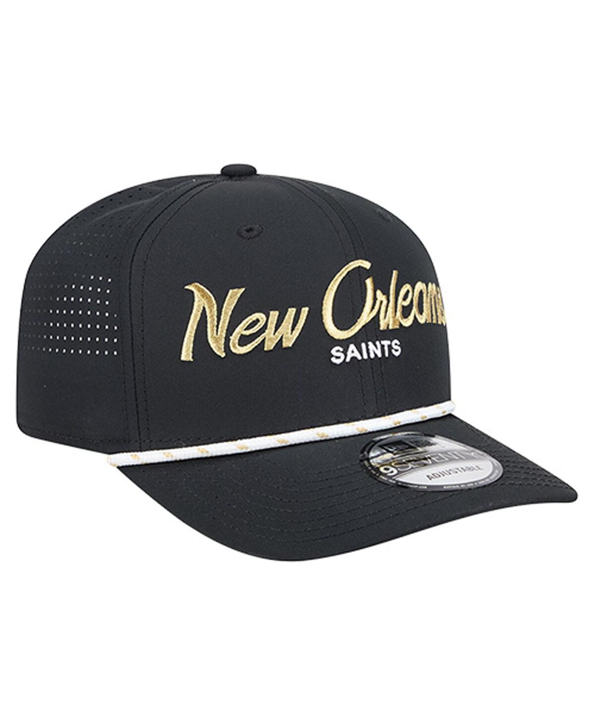 New Era Men's Black New Orleans Saints Script 9seventy Adjustable Hat In Black