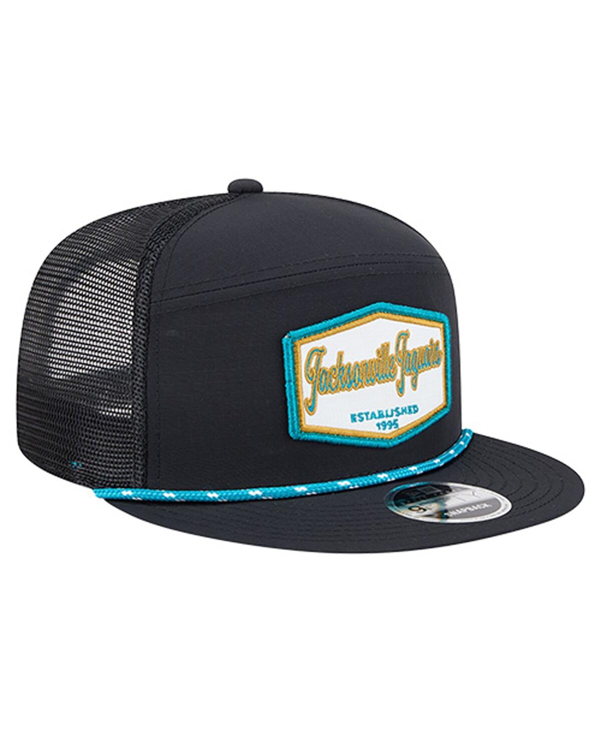New Era Men's Black Jacksonville Jaguars Ripstop Patch 9FIFTY Split Panel Snapback Hat
