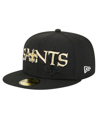 New Era - Men's Black New Orleans Saints Overlap Wordmark 59FIFTY Fitted Hat