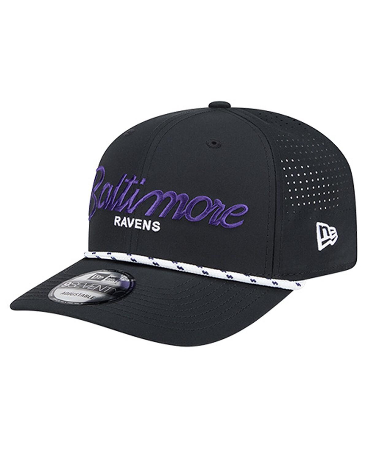 New Era Men's Black Baltimore Ravens Script 9seventy Adjustable Hat In Black