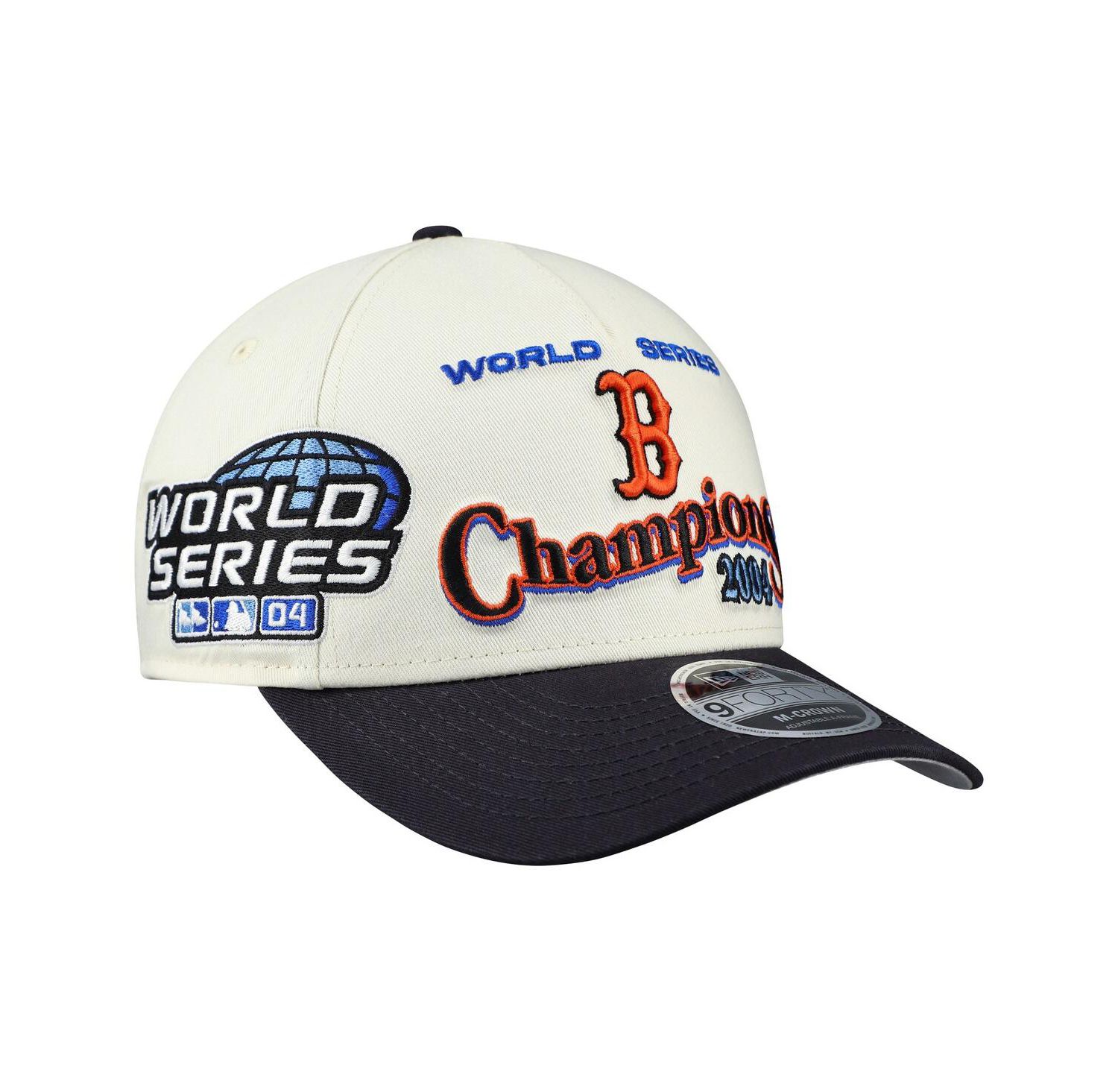 Men's Cream/Navy Boston Red Sox World Series 9FORTY M-Crown A-Frame Adjustable Hat