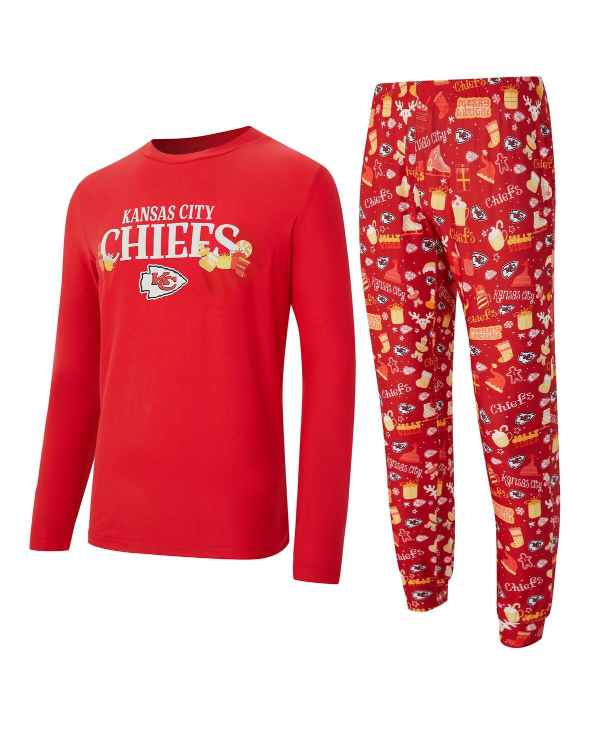 Concepts Sport Men's 2-piece Red Kansas City Chiefs Chestnut Long Sleeve Top And Pants Set In Red