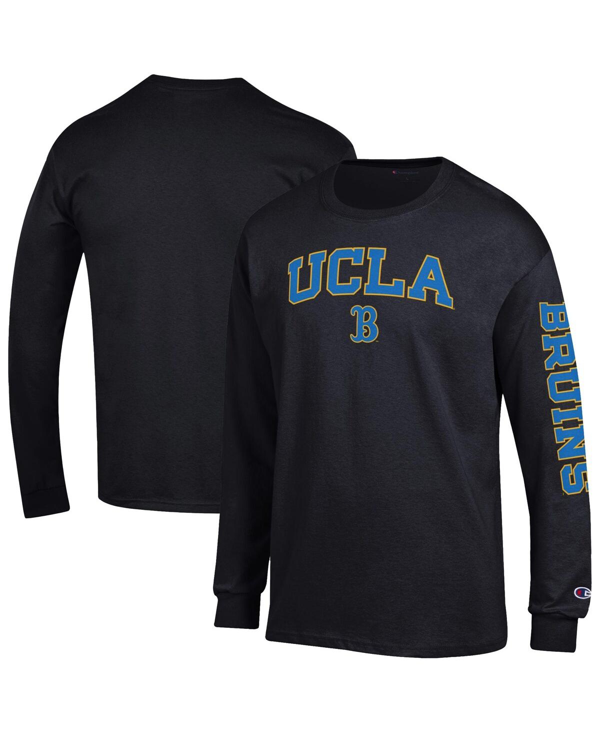 Champion Men's Heather Gray Ucla Bruins Arch Over Logo 2-Hit Long Sleeve T-Shirt - Black