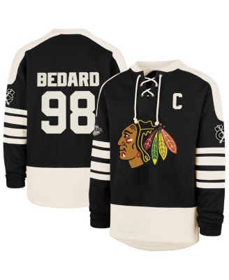 '47 Brand - Men's Connor Bedard Black Chicago Blackhawks Player Name Number Sweep Check Eternal Lacer Sweatshirt