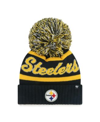 Women's Black Pittsburgh Steelers Spirited Cuffed Knit Hat with Pom