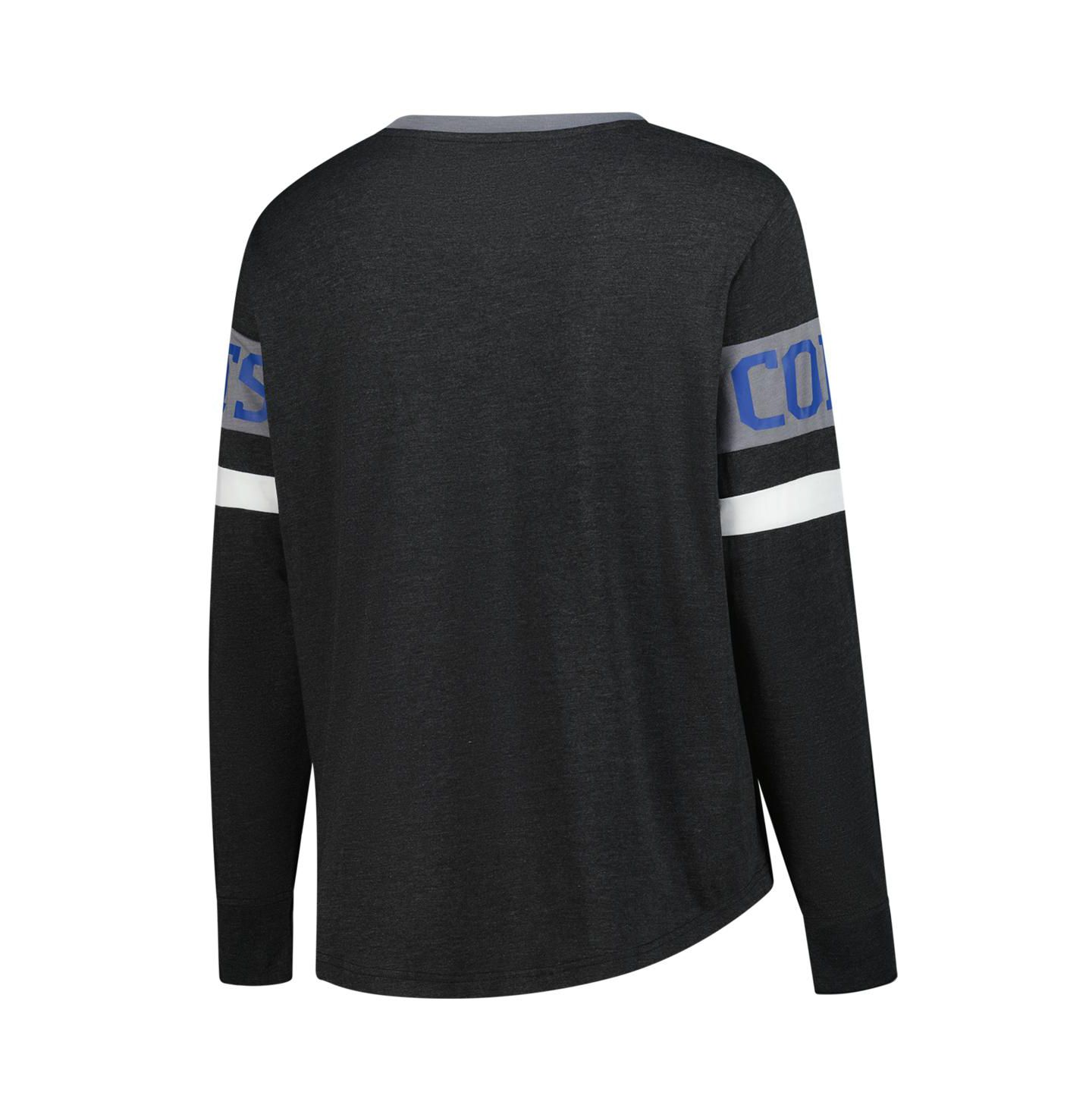 Женская футболка New Era Black Indianapolis Colts Plus Size Throwback Lace-Up Long Sleeve — фото 3