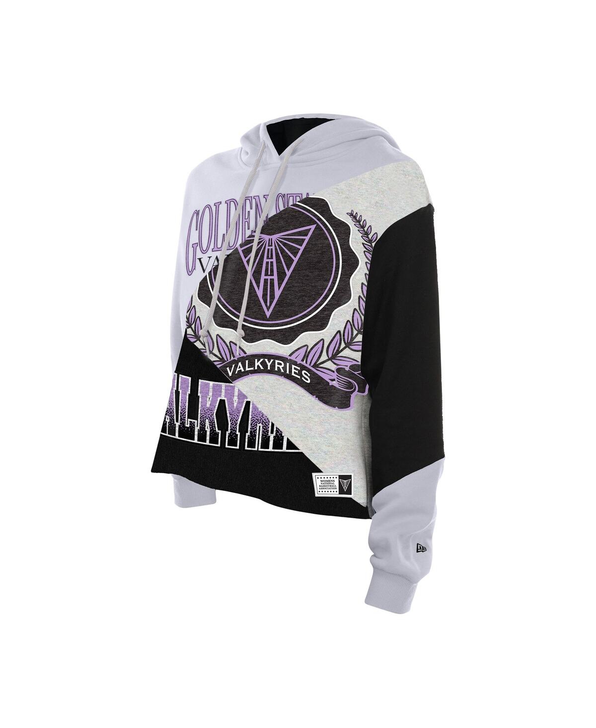 New Era Women's Golden State Valkyries Color Block Cropped Boxy Hoodie In White