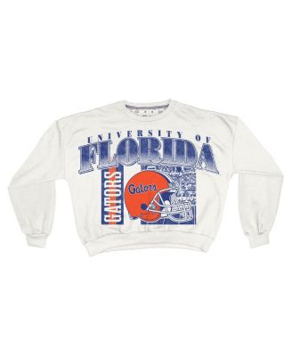 Women's White Florida Gators Oversized Janice Retro Waist-Length Sweatshirt