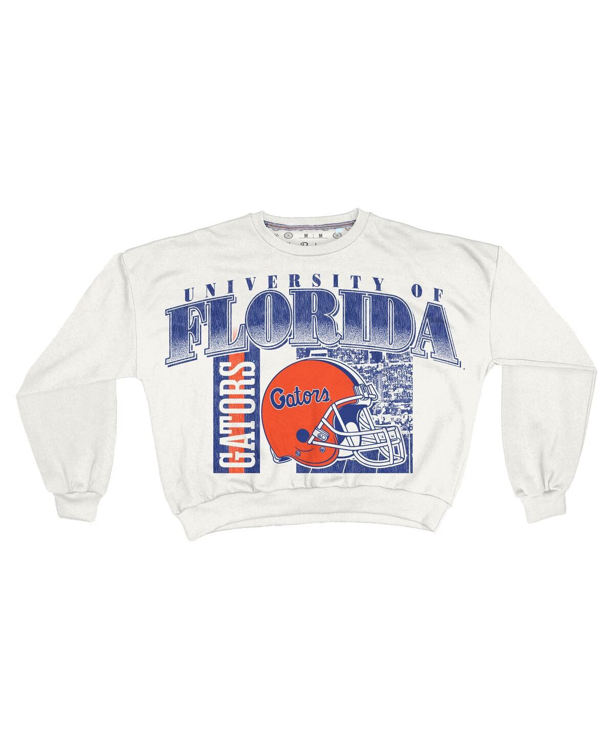 Pressbox Women's White Florida Gators Oversized Janice Retro Waist-length Sweatshirt In White