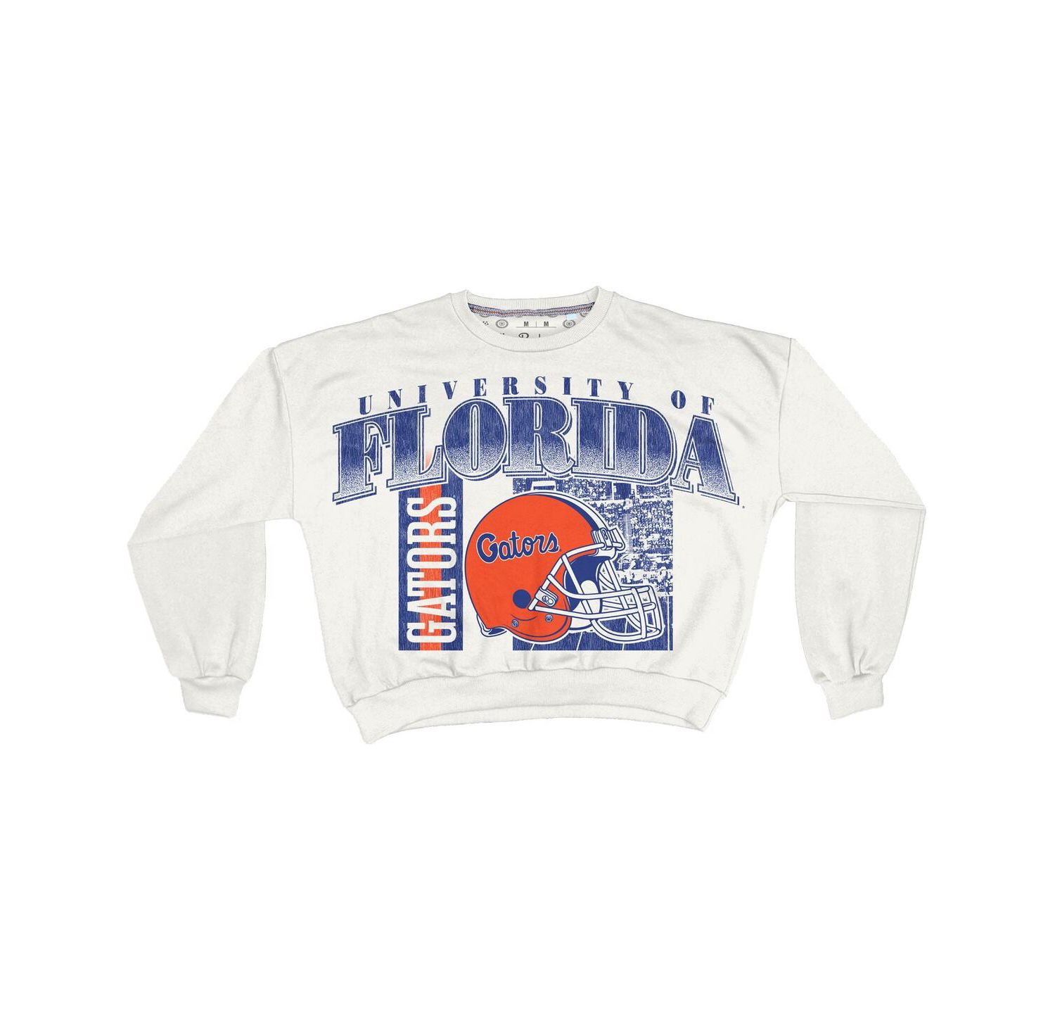 Women's White Florida Gators Oversized Janice Retro Waist-Length Sweatshirt