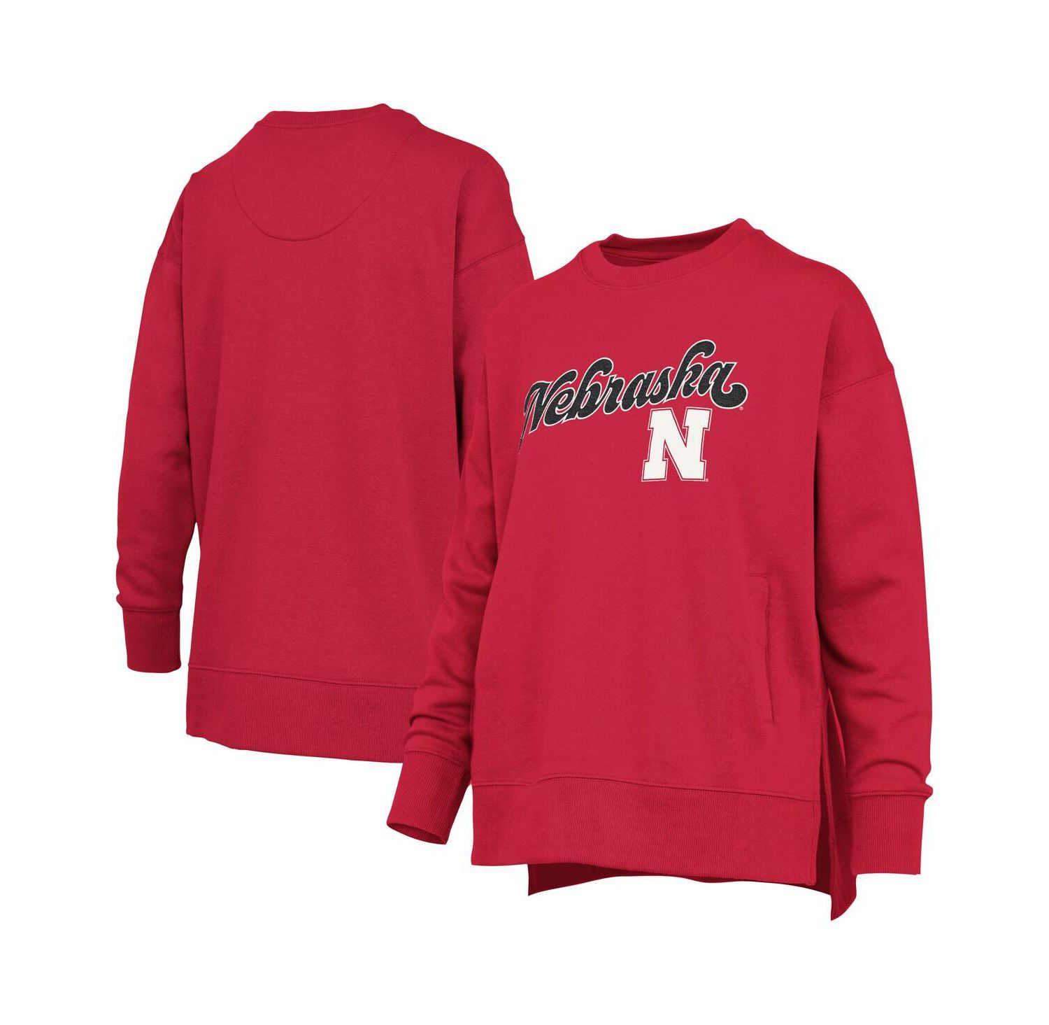 Women's Scarlet Nebraska Huskers Bonanza Chenille Harper Script Sweatshirt
