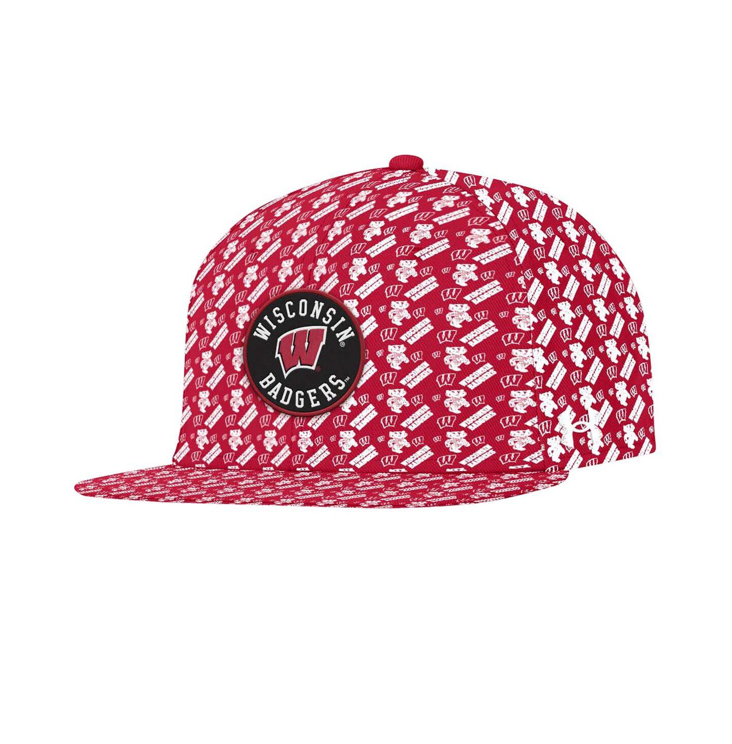 Мужская кепка Under Armour Red Wisconsin Badgers Gameday ArmourFuse Snapback Hat — фото 1