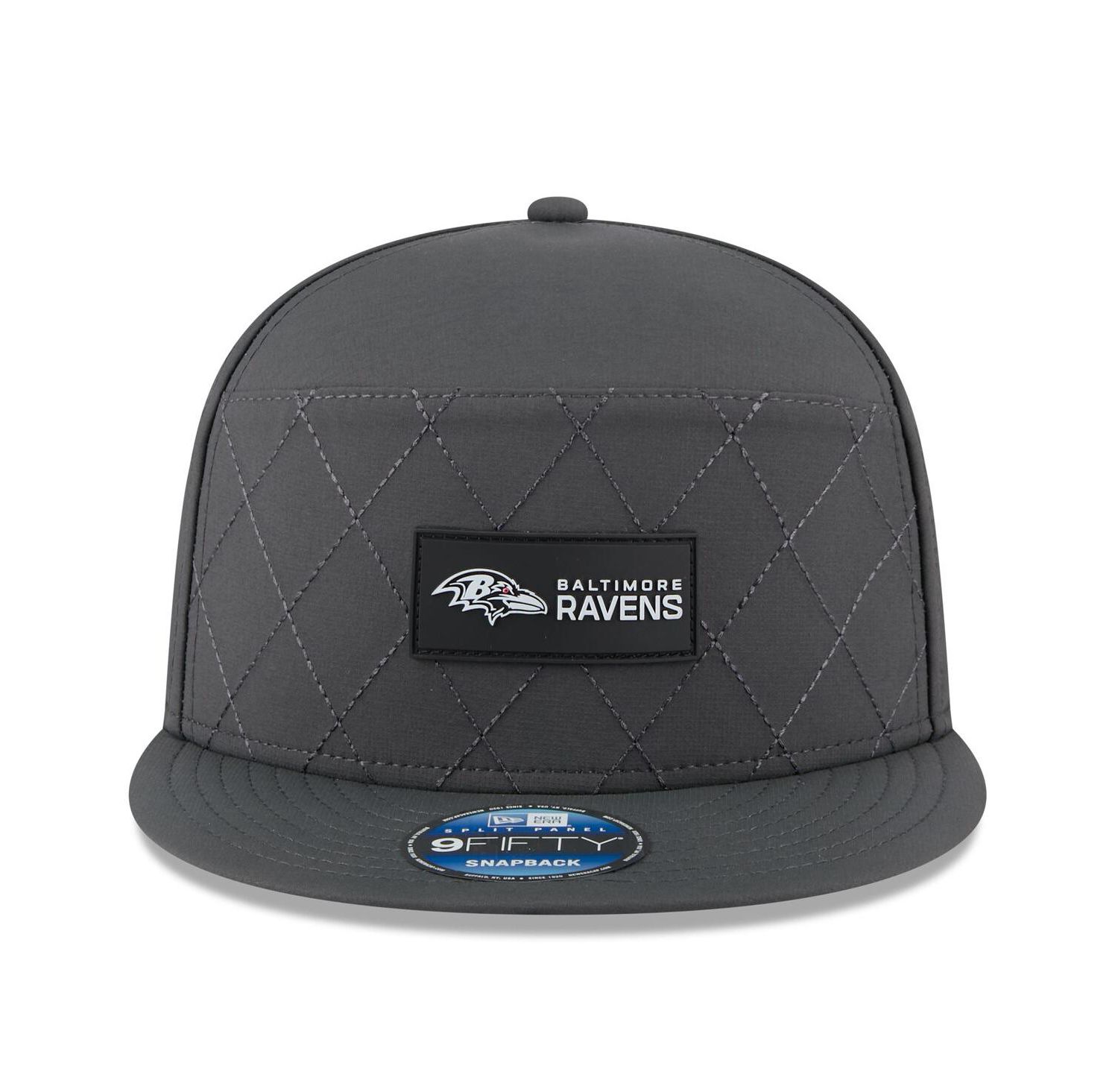 Men's Charcoal Baltimore Ravens 2025 Sideline Cold Weather Split Panel 9FIFTY Snapback Hat