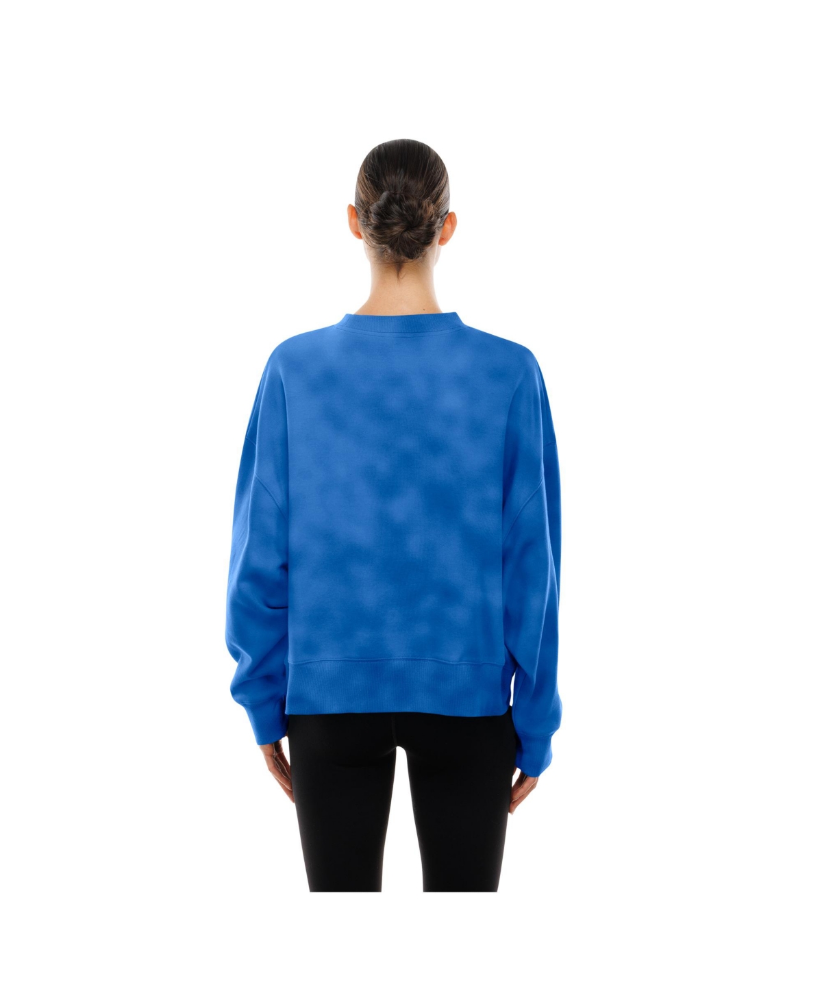 New Era Women's Royal Golden State Warriors Boxy Throwback Mineral Wash Sweatshirt In Blue