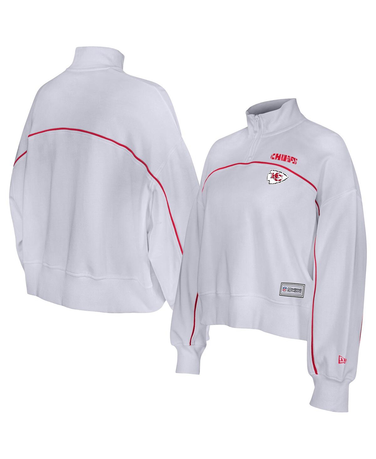 New Era Women's White Kansas City Chiefs Functional Fandom Quarter-zip Sweatshirt In White