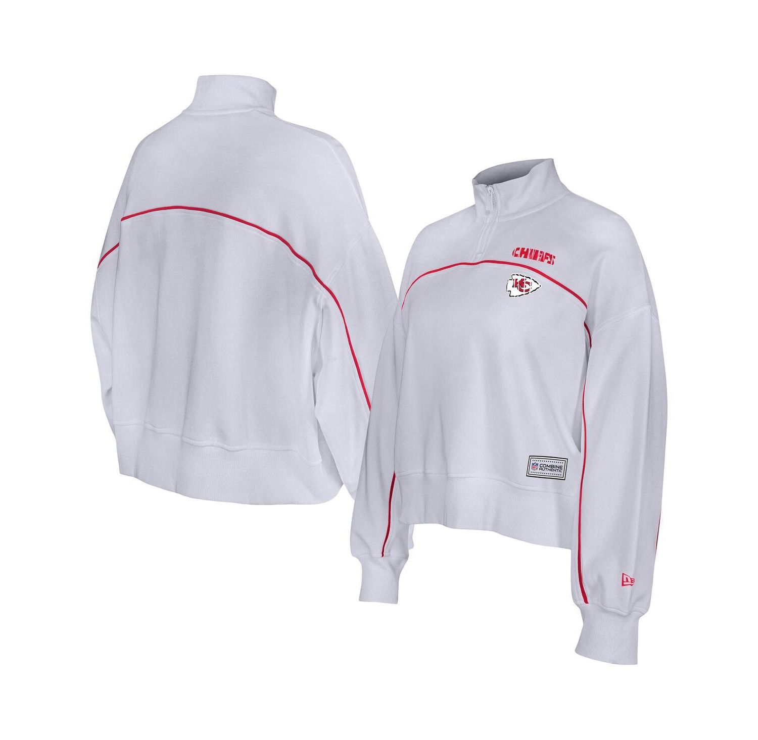 Women's White Kansas City Chiefs Functional Fandom Quarter-Zip Sweatshirt